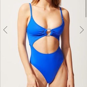 Solid and striped one piece